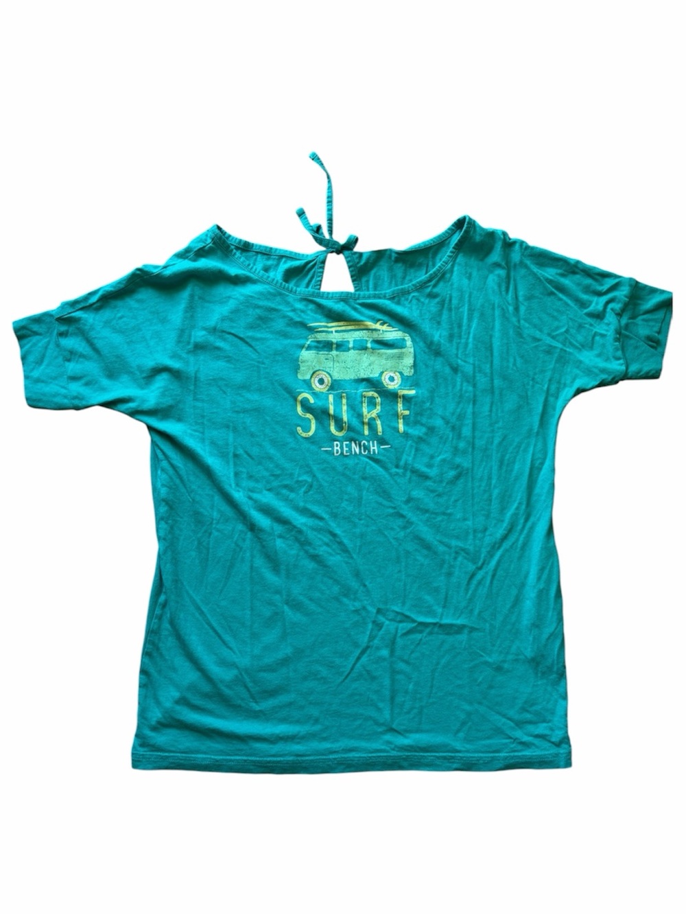 Bench Y2K Surf Graphic Tee Turquoise Blue T-Shirt Van Graphic Beach Coastal